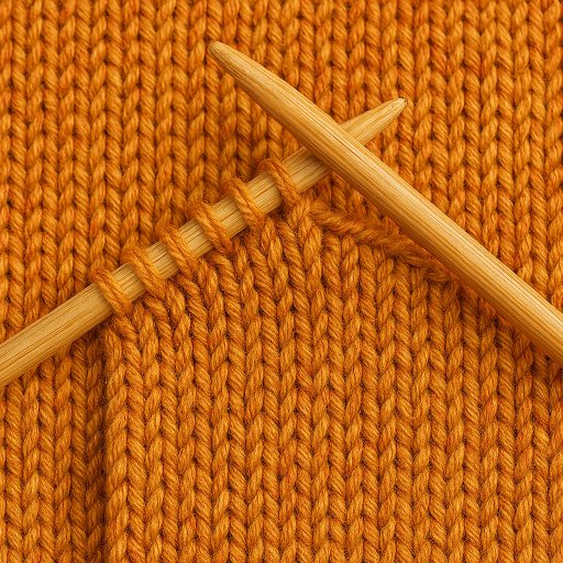 close up knitting on needles showing why finished knitting may not match pattern photos