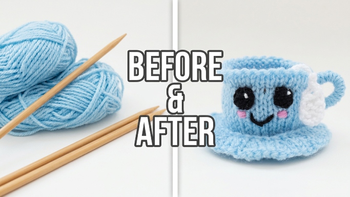 Innocent Smoothie Cup and Saucer Hat Knitting Pattern Tutorial