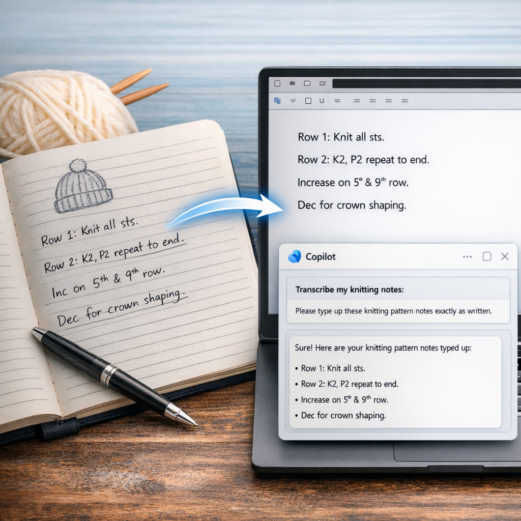 Use AI to type up knitting notes