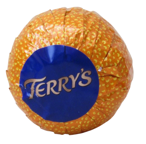 chocolate orange without a cover showing the modern size for knitting pattern fit