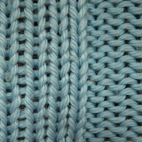 yarn tension comparison and tension squares showing knitting gauge differences